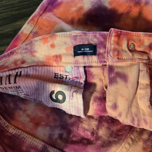 GAP "Cheeky Straight" Tie Dye Boho/Hippie Chic Cotton Jeans NWOT/SIZE 30R - Picture 4 of 7